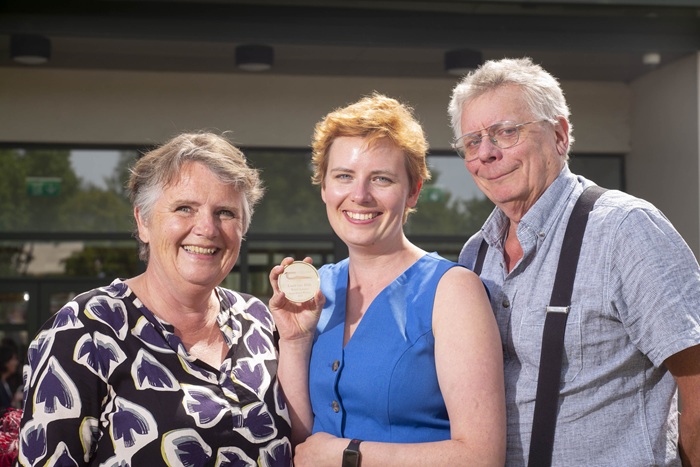 Luca is pictured with her parents Ellen Smit and Niek van Dijk. Photo: John Ohle Photography.