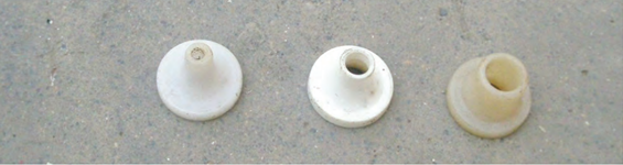Three various sized pressure jets with varying sized holes