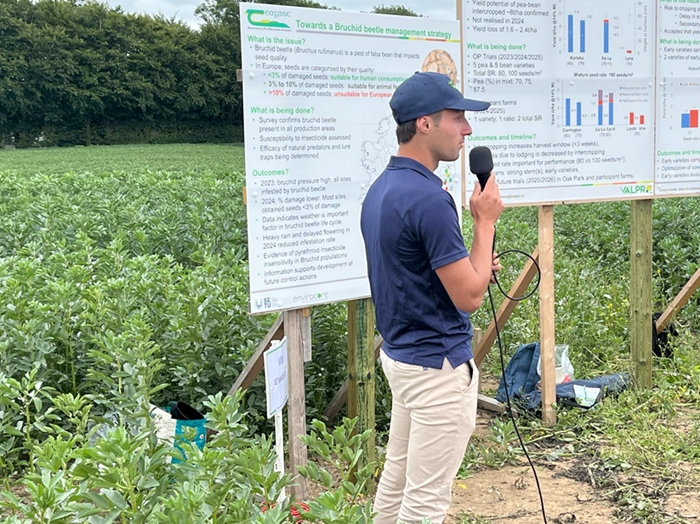 speaking at the Crops and Technology Open Day, Antoine Pichon