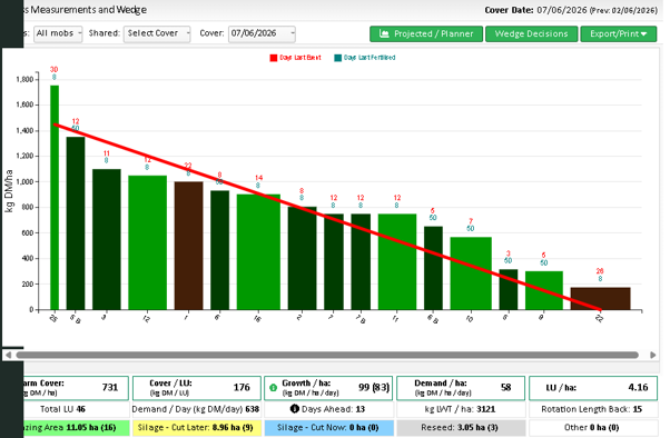 Grass wedge on 7th June as detailed in text