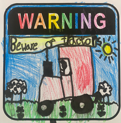 artwork by hannah riney, warning beware of tractors