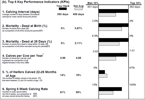 Calving report from ICBF show the KPIs as outlined in text