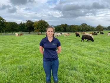 Noeleen pictured with the suckler herd in the background