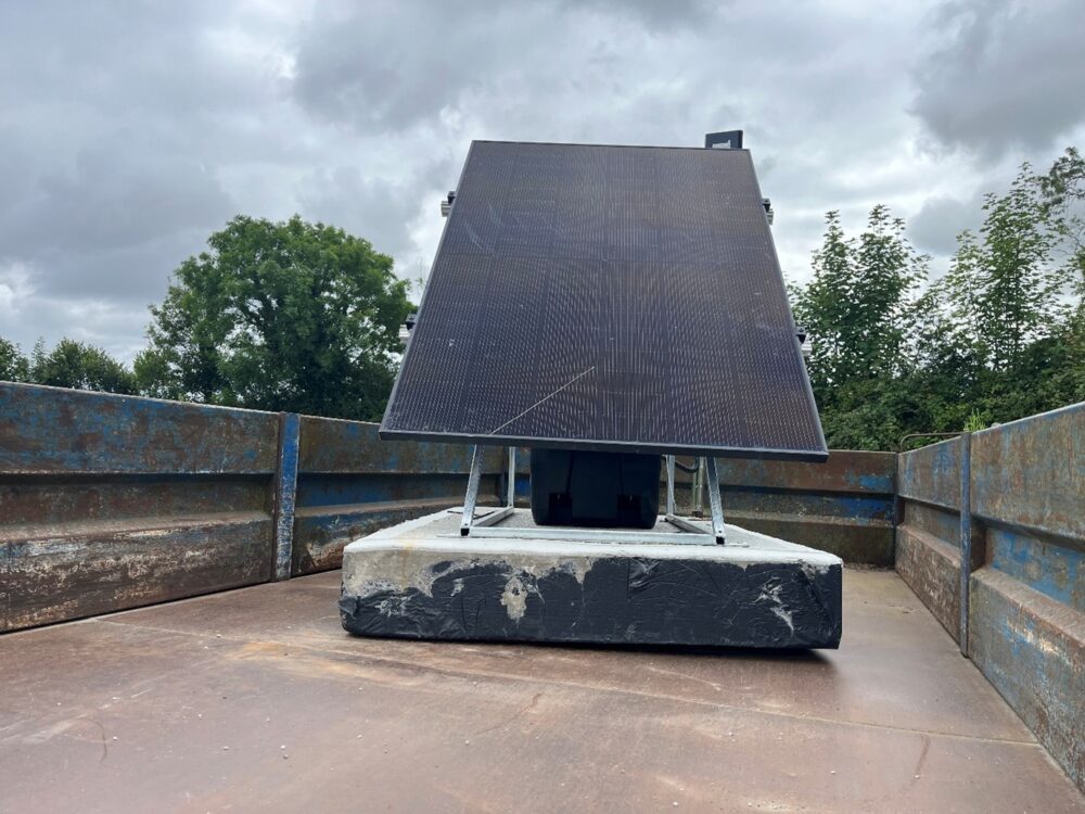 Sensehub system attached to a solar panel which is on a trailer