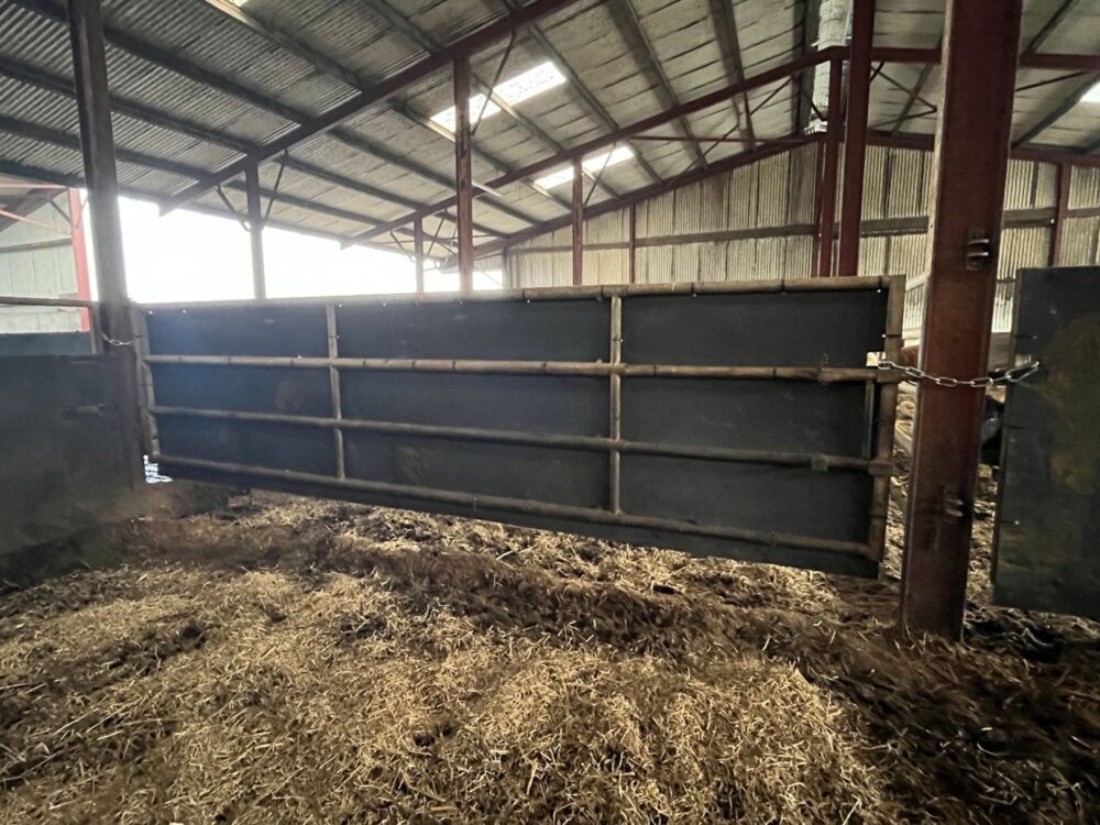 Stock board on a dividing gate in the shed