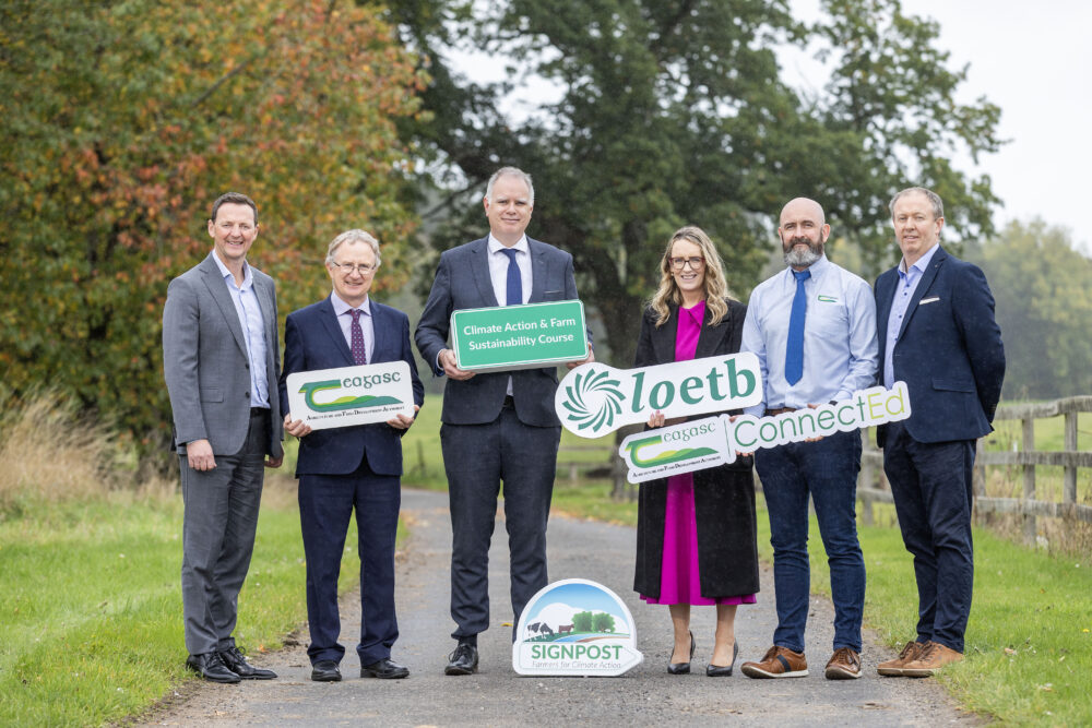 photo from the launch of the ‘Climate Action and Farm Sustainability’ training course, showing representatives from Teagasc and LOETB