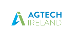 Agtech Ireland Logo, Green and Blue coloured Text.