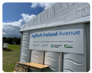 A sign hanging on the wall of a tent of AgTech Ireland Avenue for the Open day.