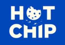 Hot Chip blue logo with a cookie as 'o'