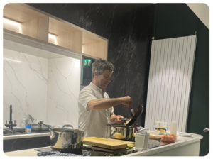Chef Enda McEvoy demonstrating how to prepare and cook the dishes. 