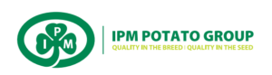 A oval shaped logo, with a three leafed clover in the middle. On each leaf, from left to right it says IPM. Underneath the oval is text reading; 'IPM Potato Group' and On the right side that 'Quality In the Breed : Quality in the seed'