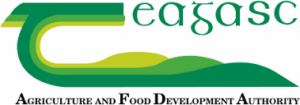 The Teagasc Logo, the T blends into three hills, each a different colour that represents agriculture