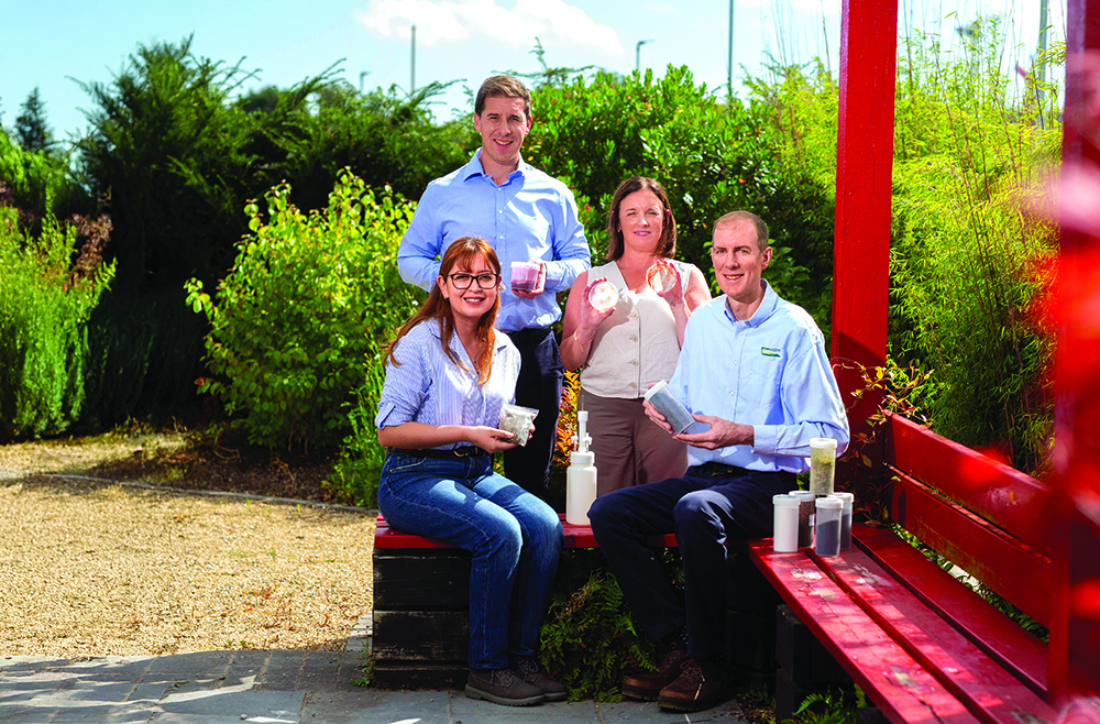 Group photo of the team outside on a sunny day