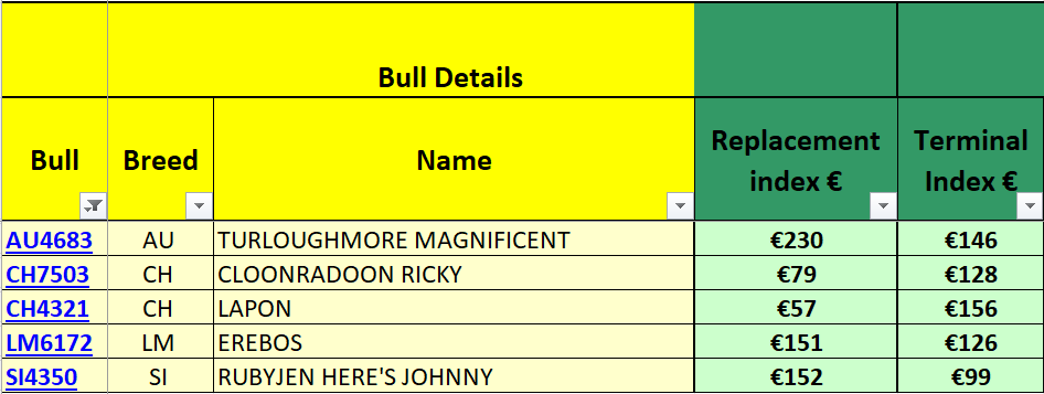 AI sires used on the autumn herd Eamonn and Donnchadh McCarthys farm