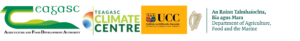 EMIT CHANGE project partner logos. L-R: Teagasc, Teagasc Climate Centre, UCC and DAFM