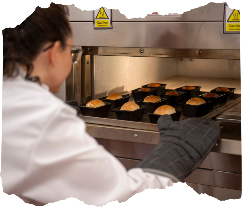 Bread products being baked in the test bakery at Teagasc Ashtown