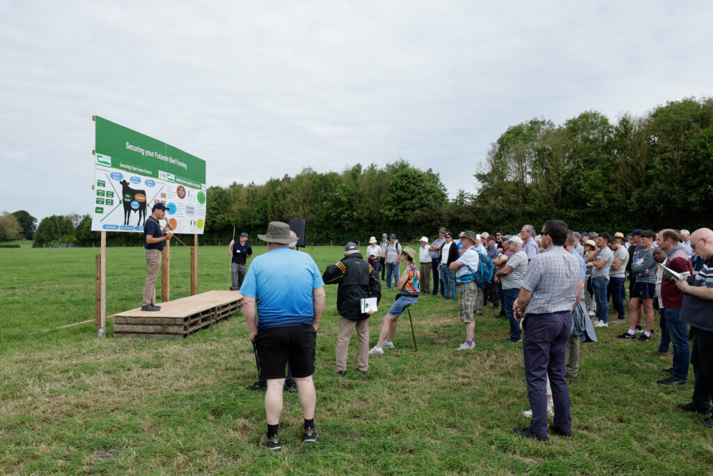 A group of people listening to a talk from the Beef 2024 Open day