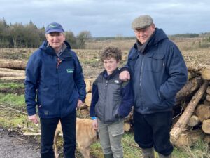 Pyers O'Conor Nash with his grandson Haron and Noel Kennedy Teagasc Discussing reforestation plans