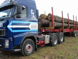 timber on lorry